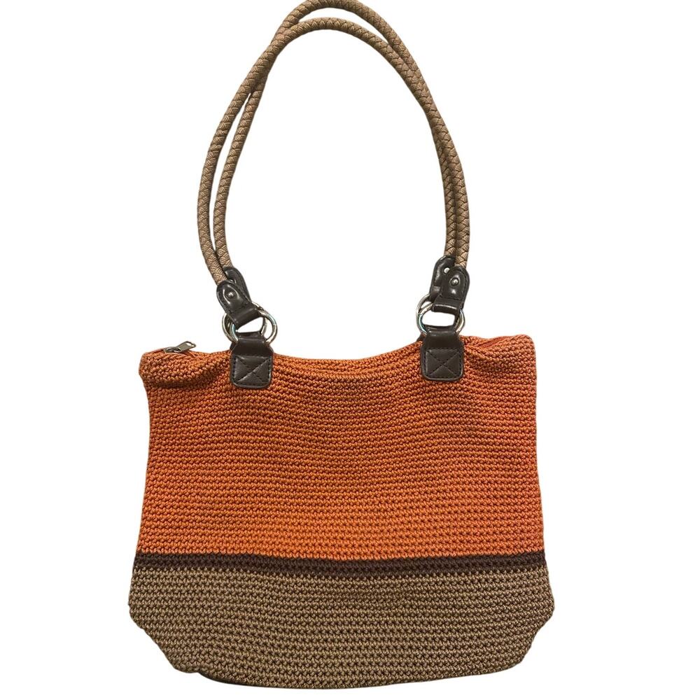 CROFT & BARROW CROCHET WOVEN PURSE - BURNT ORANGE,TAN,BROWN, EXCELLENT CONDITION